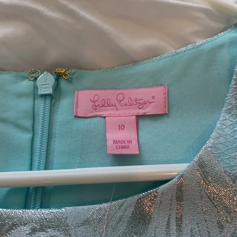 Lilly Pulitzer Aqua and Silver Mini Dress - Picture 6 of 12